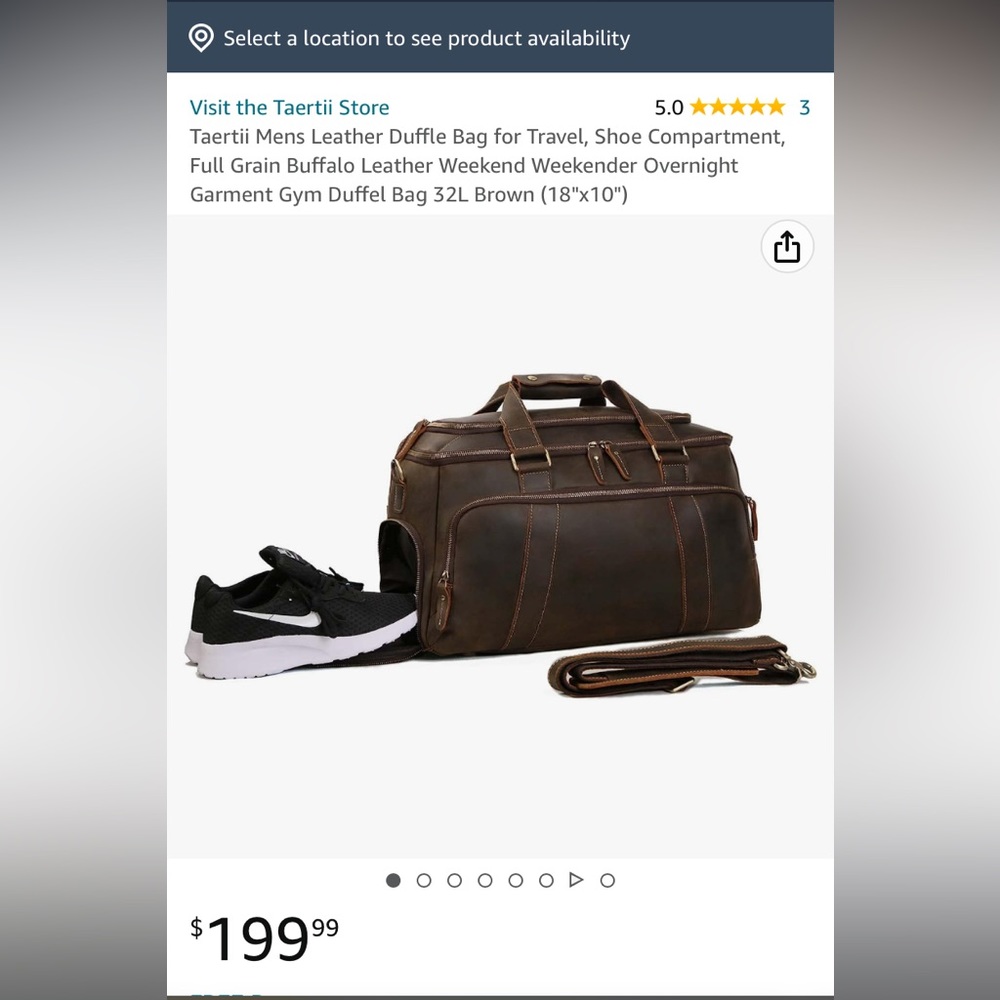 New leather duffel bag